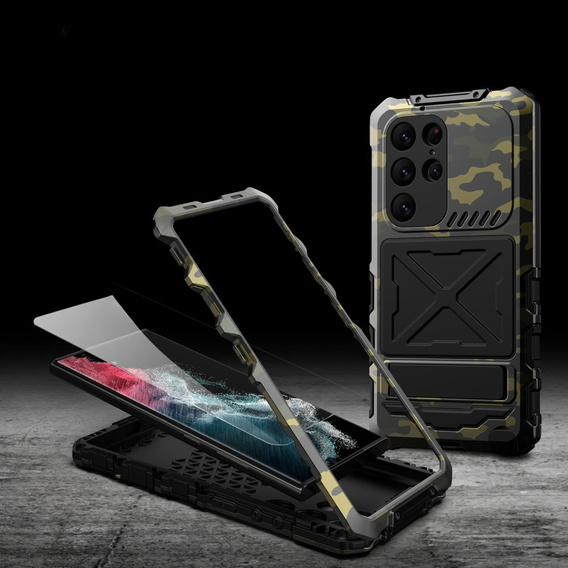 Etui pancerne do Samsung Galaxy S24 Ultra, Military Kickstand, zielone camouflage