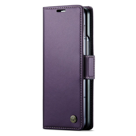 Etui z klapką CASEME do Samsung Galaxy Z Fold6 5G, Litchi Wallet, fioletowe