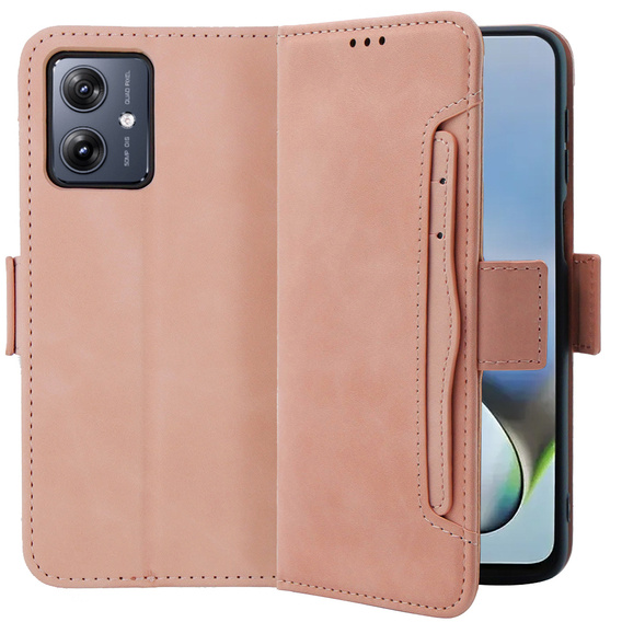 Etui z klapką do Motorola Moto G54 5G, Card Slot, różowe