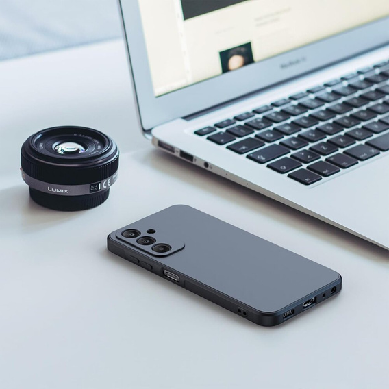 Etui cienkie do Samsung Galaxy M15 5G, Slim Matowe, czarne + szkło 9H