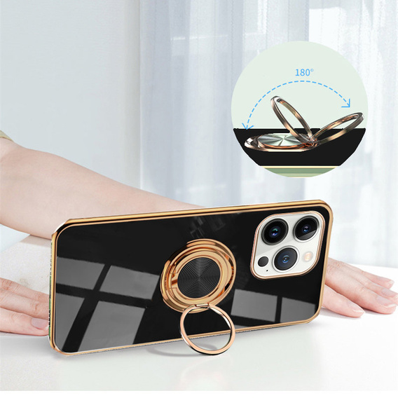 Etui do iPhone 13 Pro Max, Electro Ring, czarne