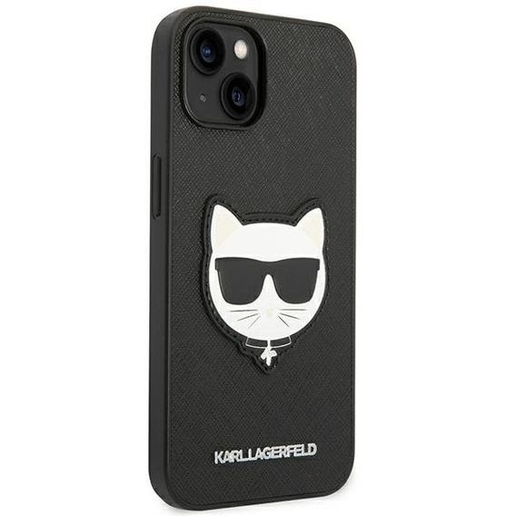 Etui Karl Lagerfeld do iPhone 14 Plus, Saffiano Choupette Head Patch, czarne