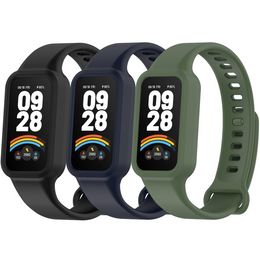 3x Pasek Silikonowy do Xiaomi Smart Band 9 Active / Xiaomi Redmi Band 3, Czarny, Granatowy, Zielony