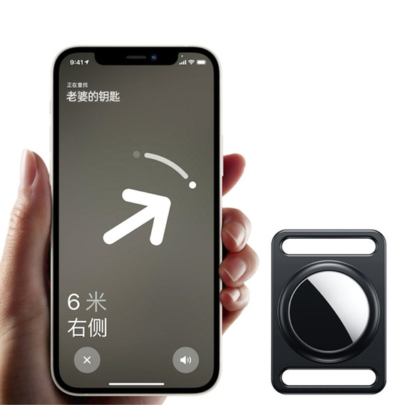 Etui do Apple AirTag, aluminiowe, z karabińczykiem, czarne
