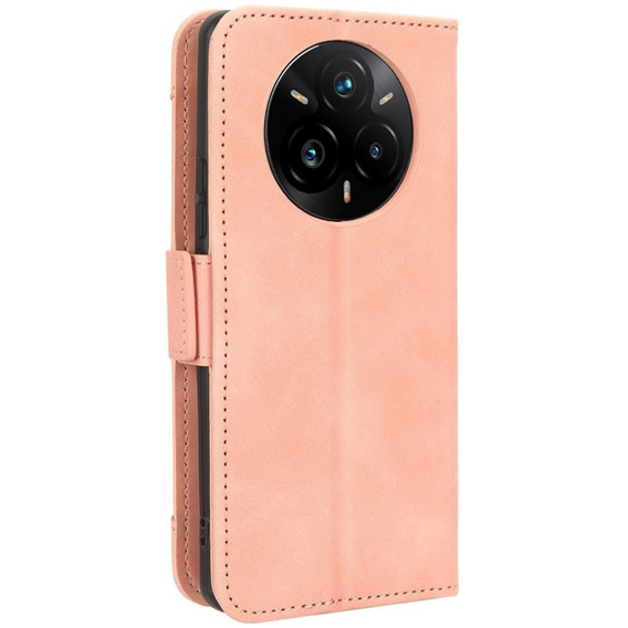 Etui z klapką do Realme 14 Pro+ 5G, Card Slot, różowe
