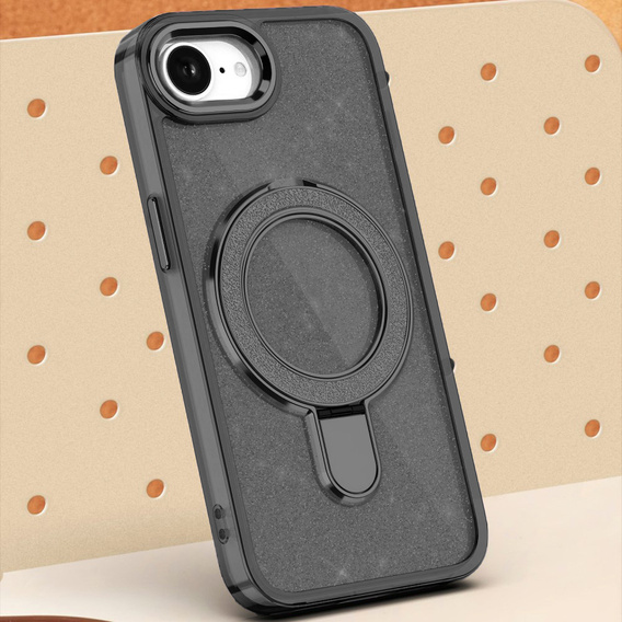 Etui do iPhone 16e, Glittery Magnetic Kickstand, czarne