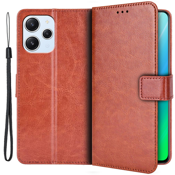 Etui z klapką do Xiaomi Redmi 12, Crazy Horse Wallet, brązowe