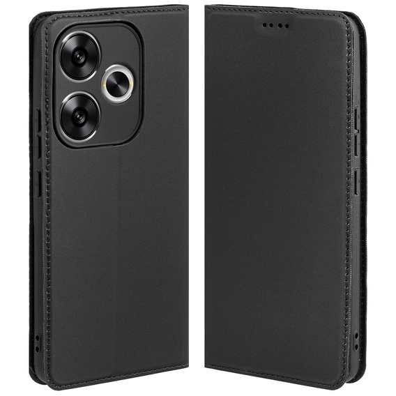 Etui do Xiaomi Poco F6, Leather Skin Wallet, czarne