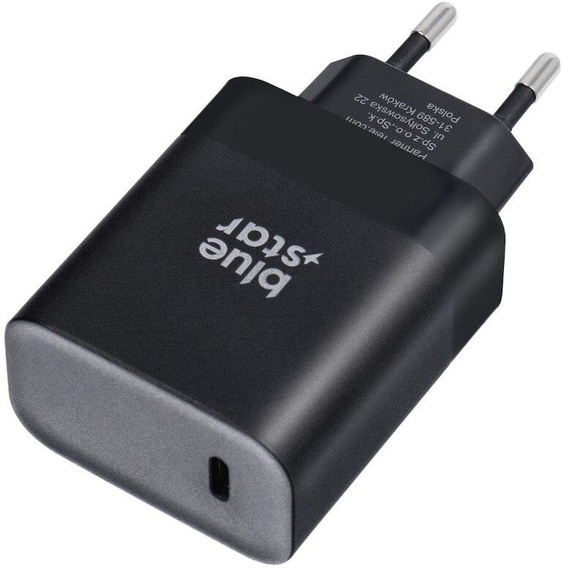 Ładowarka sieciowa Blue Star 3A 45W, USB-C, Czarna