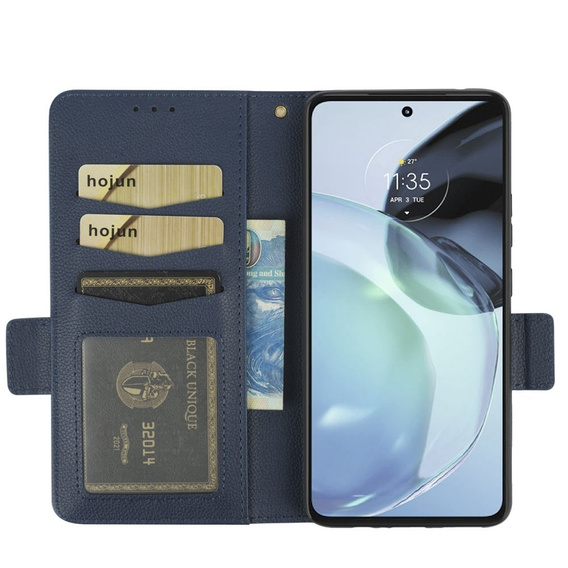 Etui z klapką do Motorola Moto G72, Wallet Thin Magnet, granatowe