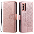 Etui z klapką do Samsung Galaxy A14 4G/5G, Mandala, różowe rose gold