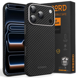 Etui do iPhone 17 Pro Max, ERBORD Full Kevlar, do MagSafe, czarne