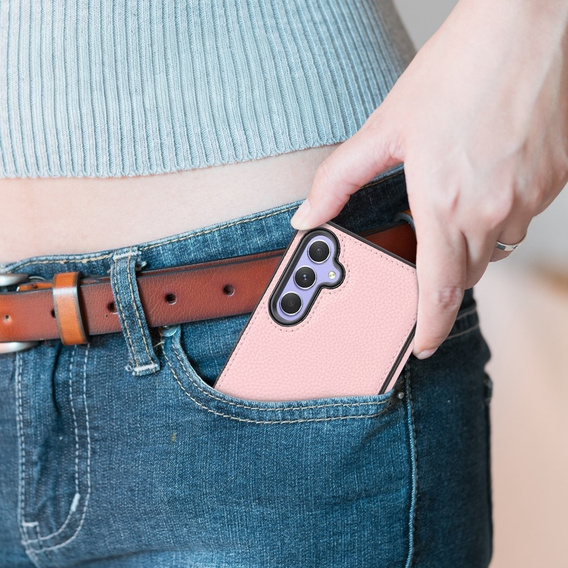 Etui skórzane do Samsung Galaxy A05s, Obudowa Lychee leather Case, różowe