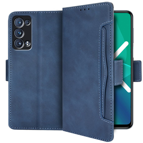 Etui z klapką do Oppo Reno6 Pro 5G, Card Slot, niebieskie