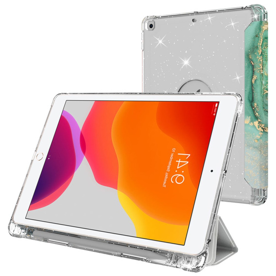 Etui do iPad 10.2" 2021/2020/2019 (9/8/7 gen.), Smartcase Hybrid, z miejscem na rysik, Marble zielone