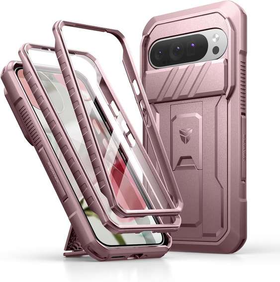 Etui pancerne do Google Pixel 9 Pro XL, Dexnor Full Body (Two Frames), różowe
