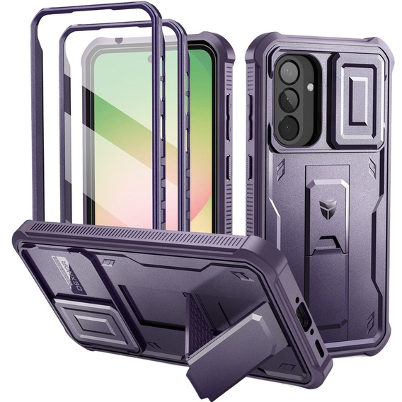 OUTLET Etui pancerne do Samsung Galaxy A56 5G, Dexnor Kickstand Cam Protector, fioletowe
