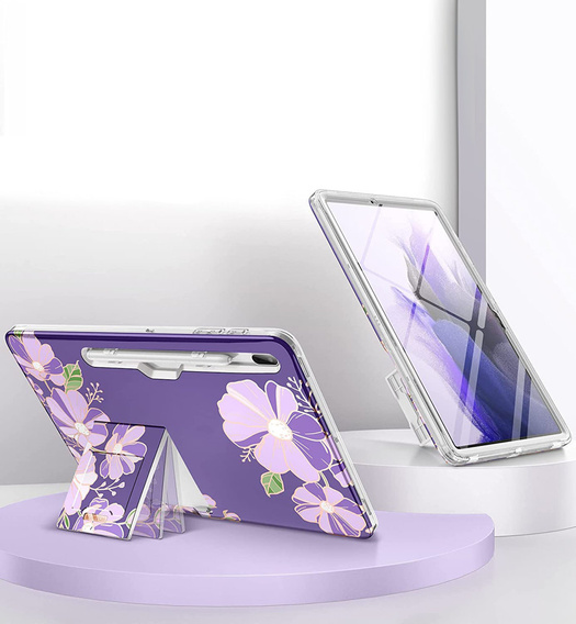 Etui do Samsung Galaxy Tab S7 FE, Suritch Full Body Flowers, fioletowe