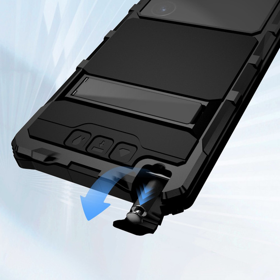 Etui pancerne do Samsung Galaxy S25 Ultra, R-JUST, ze szklaną ochroną kamery, czarne