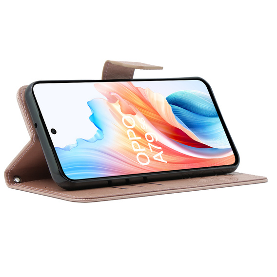 Etui z klapką do Oppo A79 5G, Butterfly, różowe rose gold