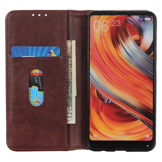 Etui do Samsung Galaxy S25 Ultra, Wallet Litchi Leather, brązowe