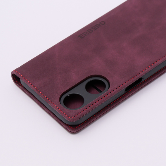 Etui do Oppo A78 5G, ERBORD Vintage portfel z klapką, czerwone