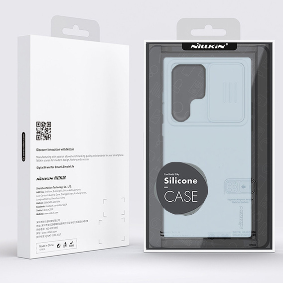 Etui NILLKIN do Samsung Galaxy S23 Ultra, Silicone CamShield Case do MagSafe, niebieskie