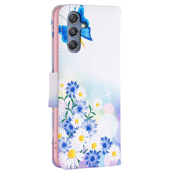 Etui z klapką do Samsung Galaxy M34, Wallet, Butterfly & Flowers białe