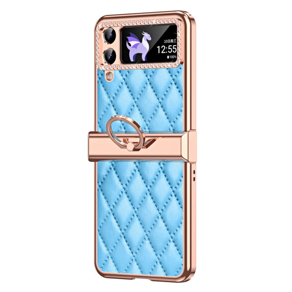 Etui do Samsung Galaxy Z Flip 4 5G, Rhombus Grid, niebieskie