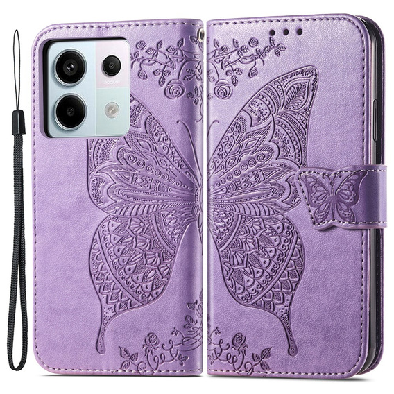 Etui z klapką do Xiaomi Redmi Note 13 Pro 5G, Butterfly, fioletowe