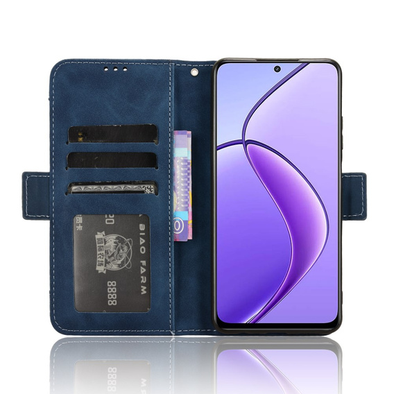 Etui z klapką do Realme 12, Card Slot, granatowe