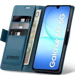 Etui do Samsung Galaxy A17 5G, ERBORD Glossy Litchi, portfel z klapką, niebieskie
