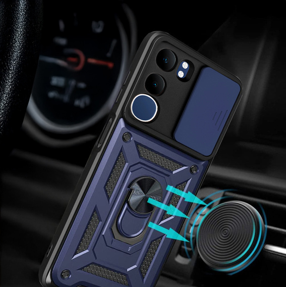 Etui pancerne do Vivo Y19s, CamShield Slide, niebieskie