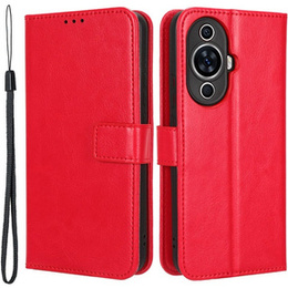 Etui z klapką do Huawei Nova 11 Pro, Crazy Horse Wallet, czerwone