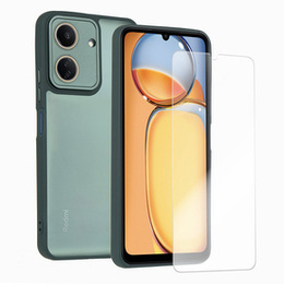 Etui do Xiaomi Redmi 13C / Poco C65, Matt Case, matowe / zielone + szkło 9H