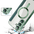 Etui z klapką do Samsung Galaxy A56 5G, RFID Wallet MagSafe z ochroną aparatu, zielone