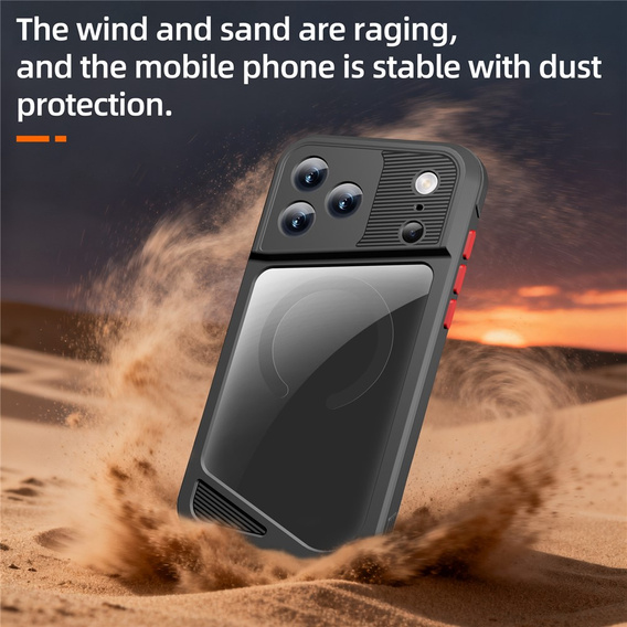 Etui Wodoodporne IP68 do iPhone 17 Pro Max, SHELLBOX GTM MagSafe, czarne