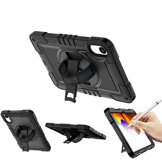 Pancerne etui do Xiaomi Redmi Pad 2, z podstawką i paskiem na ramię – czarne