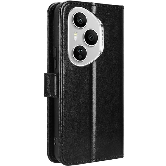 Etui z klapką do Honor 400 Pro 5G, Crazy Horse Wallet, czarne