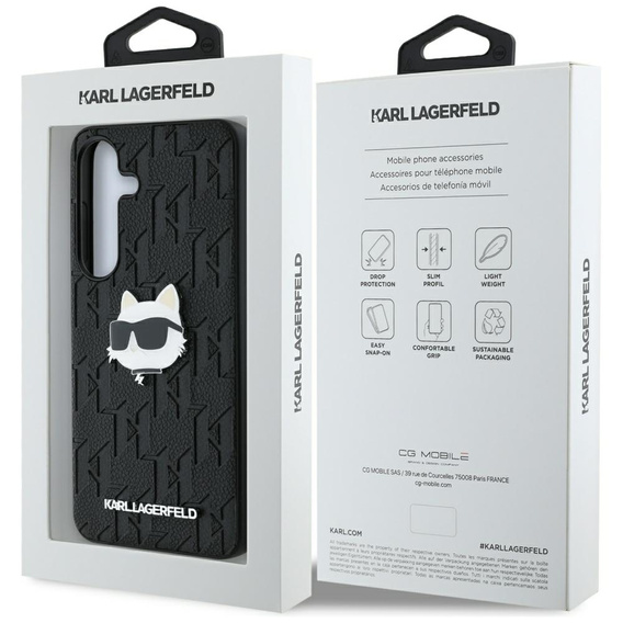 Etui Karl Lagerfeld do Samsung Galaxy S25, Leather Monogram Choupette, czarne