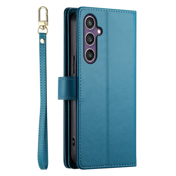 Etui z klapką do Samsung Galaxy S25+ Plus, Wallet Zipper Pocket, niebieskie