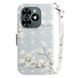 Etui z klapką do Infinix Hot 40i, Wallet, Magnolia Flowers szare