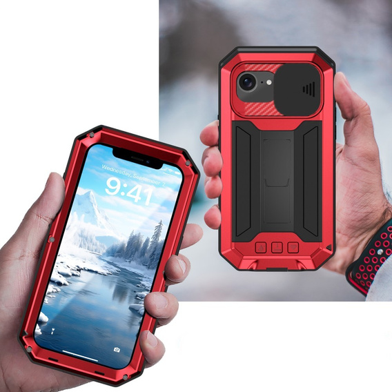 Etui pancerne do iPhone 16E, R-JUST, czerwone