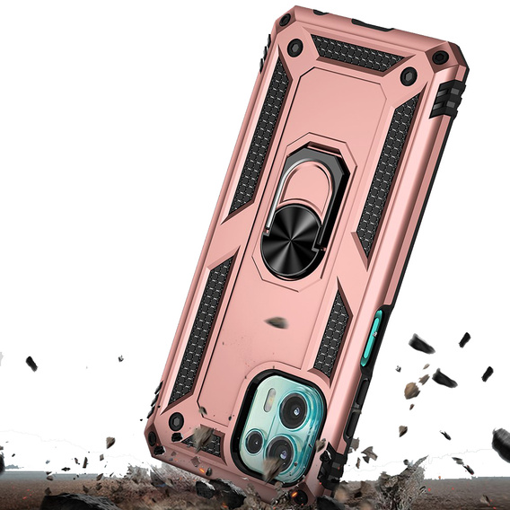 Etui pancerne do Motorola Edge 20 Lite, Nox Case Ring, różowe rose gold