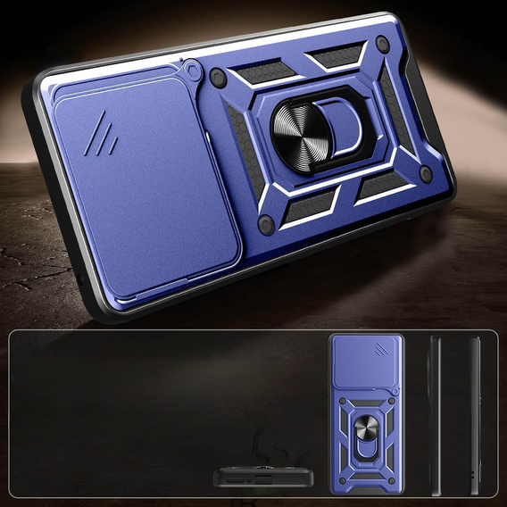 Etui pancerne do Honor 400 Lite, CamShield Slide, niebieskie