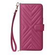Etui z klapką do Xiaomi Poco F7 Ultra, Crossbody Leather Wallet, bordowe