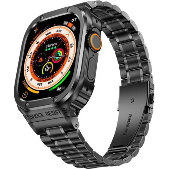 Stalowa bransoleta z etui do Apple Watch Ultra 1/2/3 49mm, Czarna