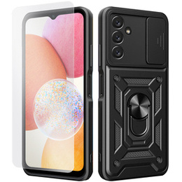 Zestaw Etui NOX Camera Slide Case do Samsung Galaxy A14 4G/5G, czarne + szkło