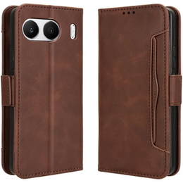 Etui z klapką do OnePlus Nord 4, Card Slot, brązowe