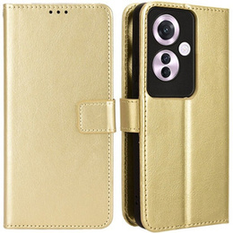 Etui z klapką do Oppo Reno 11F 5G, Crazy Horse Wallet, złote